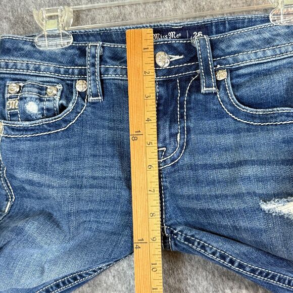 Miss Me Western Chloe Boot Cut Denim Embellished Pockets 26 Cow Print Turquoise - Picture 10 of 12